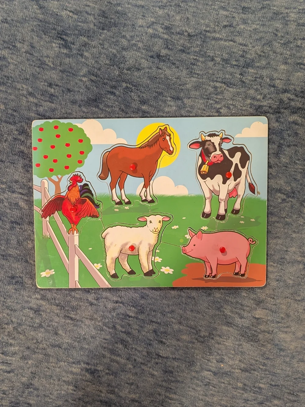 Wooden Farm Animal Puzzle Board - 5 Pieces